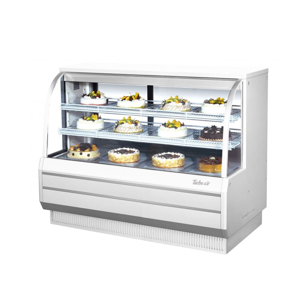 Turbo Air TCGB-60DR-W(B) 60 1/2" Full Service Dry Bakery Display Case w/ Curved Glass - (3) Levels, 115v