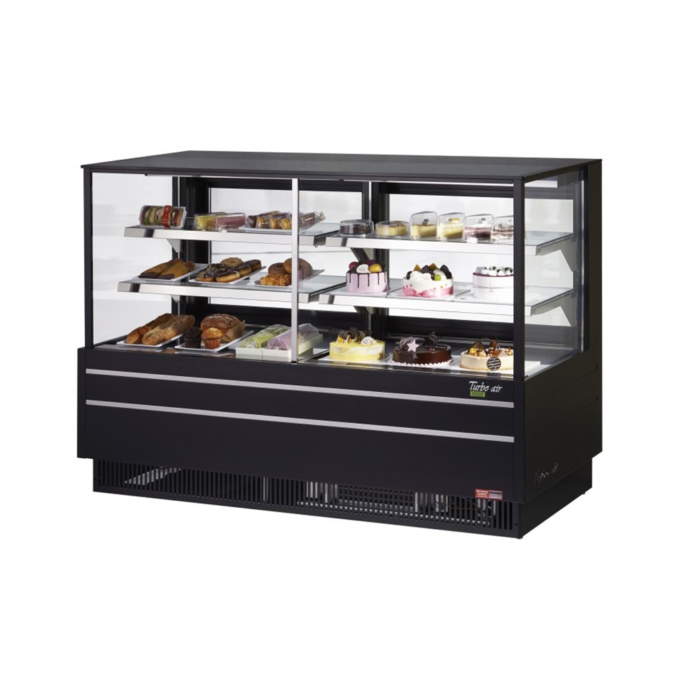 Turbo Air TCGB-72UF-CO-B-N 72-1/2" Full Service Bakery Case w/ Straight Glass - (3) Levels, 115v