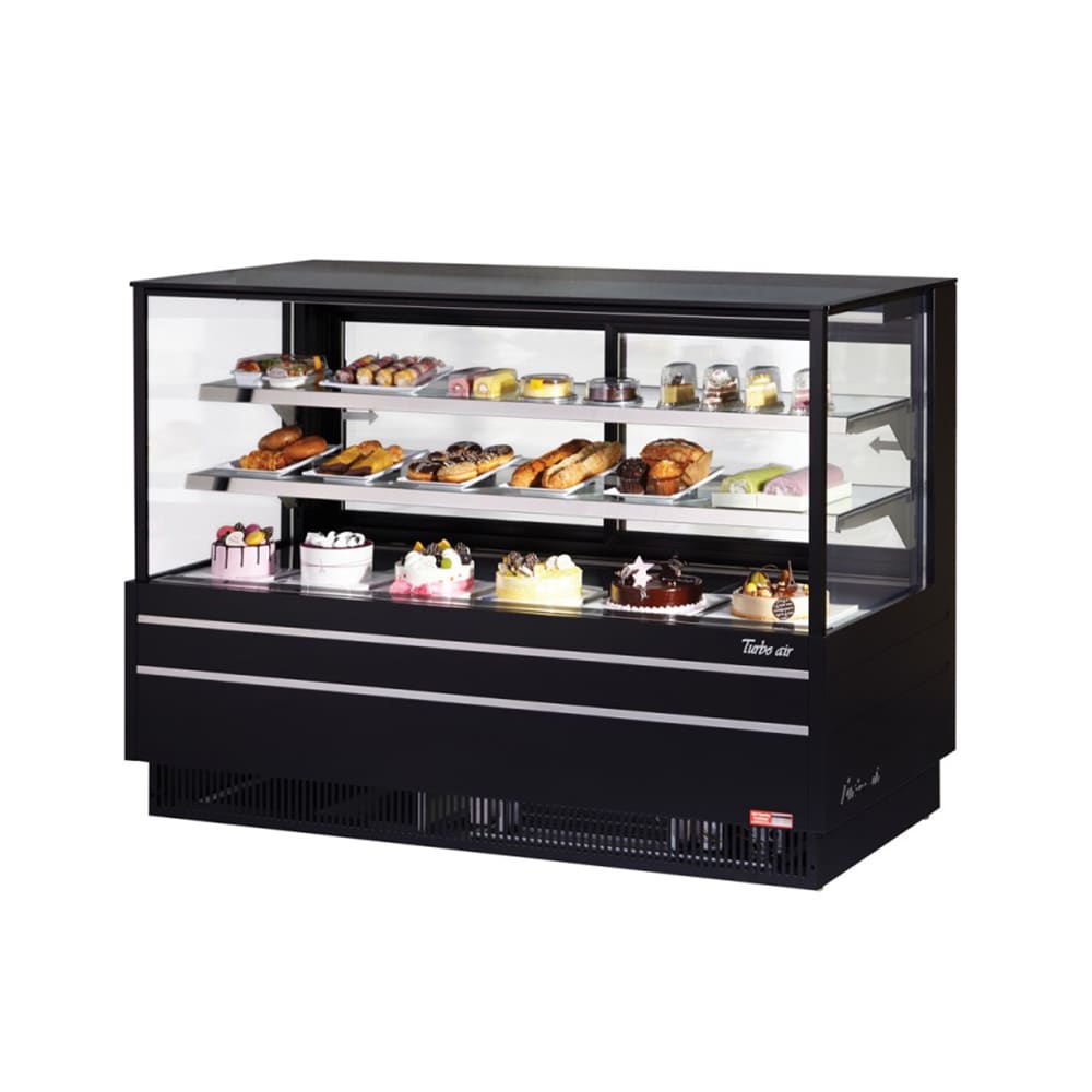 Turbo Air TCGB-72UF-B-N 72-1/2" Full Service Bakery Case w/ Straight Glass - (3) Levels, 115v