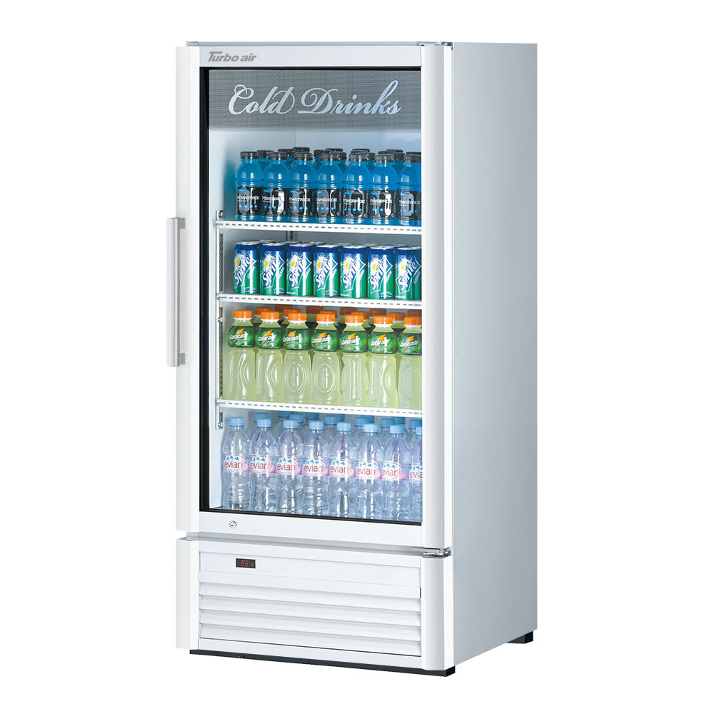Turbo Air TGM-10SD-N6 26" Super Deluxe One Section Glass Door Merchandiser - (1) Right Hinge Door, White, 115v