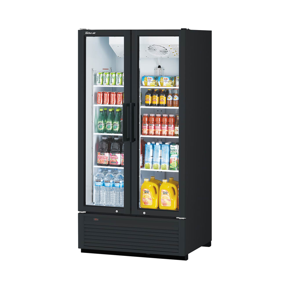 Turbo Air TGM-35SDH-N 39 1/2" Super Deluxe Two Section Glass Door Merchandiser - (2) Left/Right Hinge Doors, Black, 115v