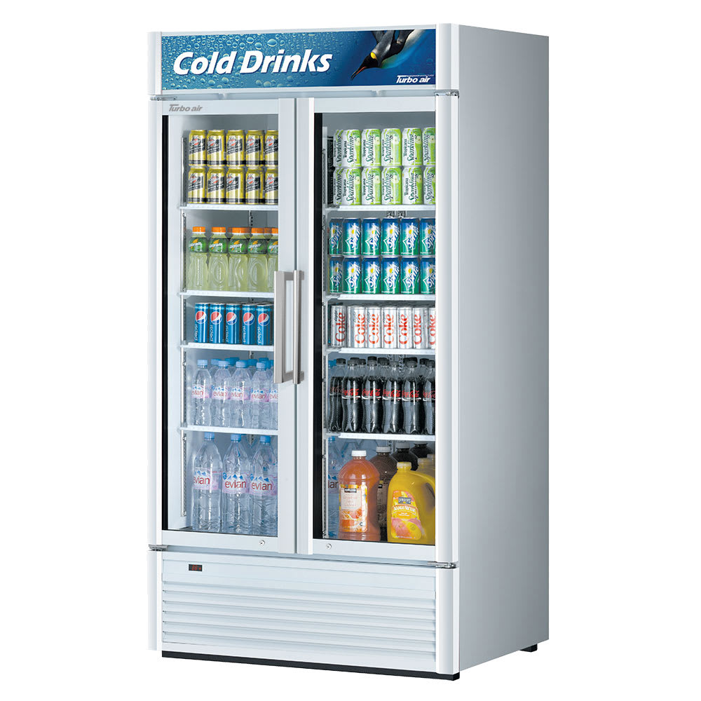 Turbo Air TGM-35SD-N 39 1/2" Super Deluxe Two Section Glass Door Merchandiser - (2) Left/Right Hinge Doors, White, 115v