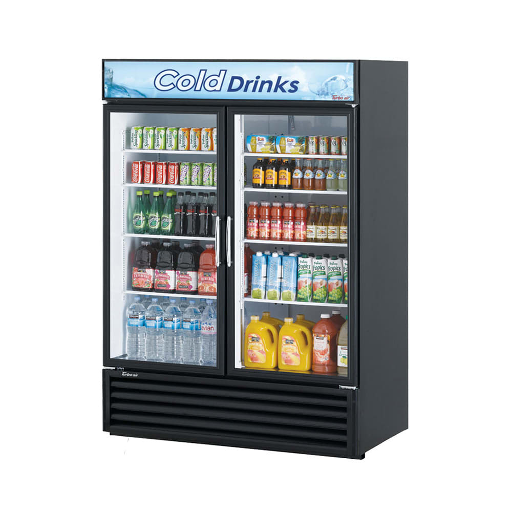 Turbo Air TGM-50RS(B)-N 56" TGM Series Two Section Glass Door Merchandiser - (2) Left/Right Hinge Doors, Black, 115v