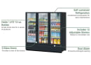 Turbo Air TGM-72SDHB-N 78" Super Deluxe Three Section Glass Door Merchandiser - (3) Left/Right Hinge Doors, Black, 115v thumbnail 2