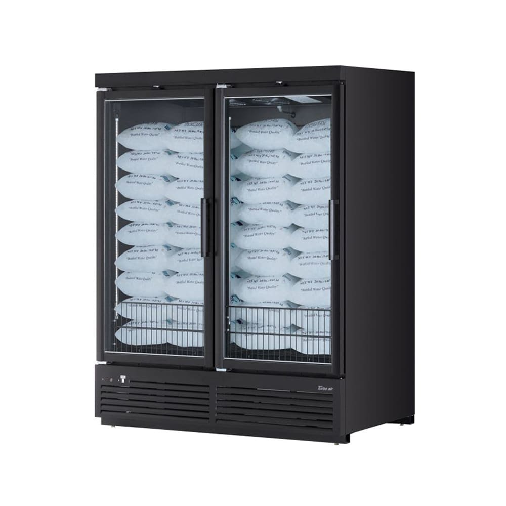 Turbo Air TJMI-55SDB-N 65 1/8" Indoor Ice Merchandiser w/ Bottom Mount Compressor - Glass Door, 115v