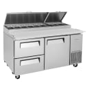 Turbo Air TPR-67SD-D2-N 67" Super Deluxe Pizza Prep Table w/ Refrigerated Base, 115v thumbnail 7