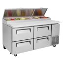 Turbo Air TPR-67SD-D4-N 67" Super Deluxe Pizza Prep Table w/ Refrigerated Base, 115v thumbnail 6
