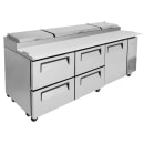 Turbo Air TPR-93SD-D4-N 93" Super Deluxe Pizza Prep Table w/ Refrigerated Base, 115v thumbnail 4