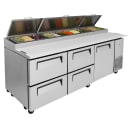 Turbo Air TPR-93SD-D4-N 93" Super Deluxe Pizza Prep Table w/ Refrigerated Base, 115v thumbnail 5