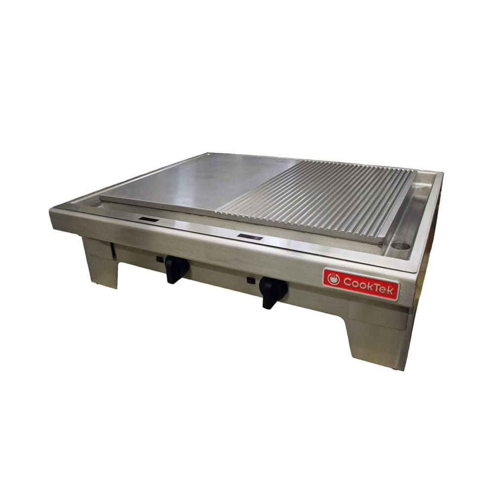 CookTek 680401 36" Electric Induction Plancha w/ Manual Controls - Half Grooved Steel Plate, 208-240v/3ph