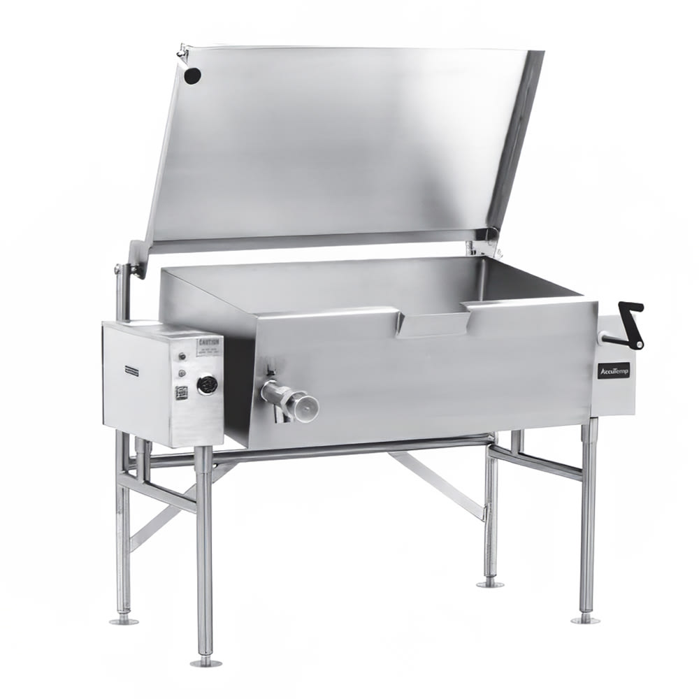 AccuTemp ALTES-40 40 gal. Tilt Skillet - Open Base, Spring Assisted Lid, 208v/3ph