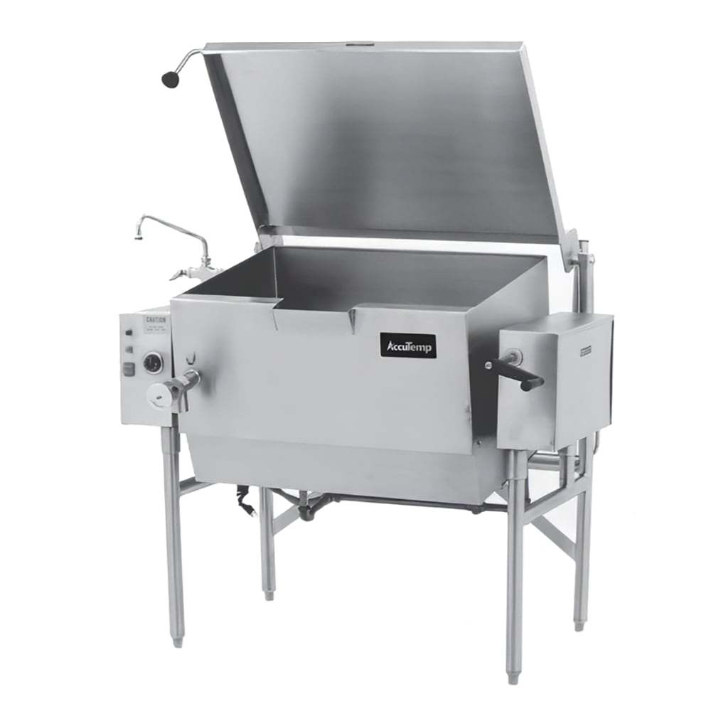 AccuTemp ALTGSE-30 30 gal. Tilt Skillet - Open Leg Base, Peened Interior, Liquid Propane