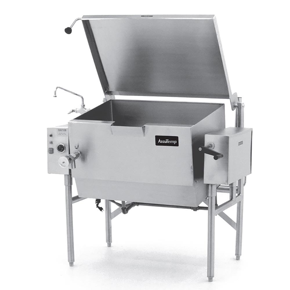AccuTemp ALTGSE-40 40 gal. Tilt Skillet - Open Leg Base, Peened Interior, Liquid Propane