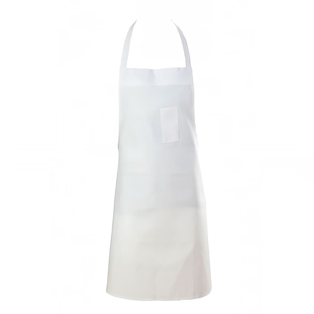 Chef Revival Bib Apron, Poly/Cotton Blend, Pencil Pocket, 34" x 34", White (600BAW)