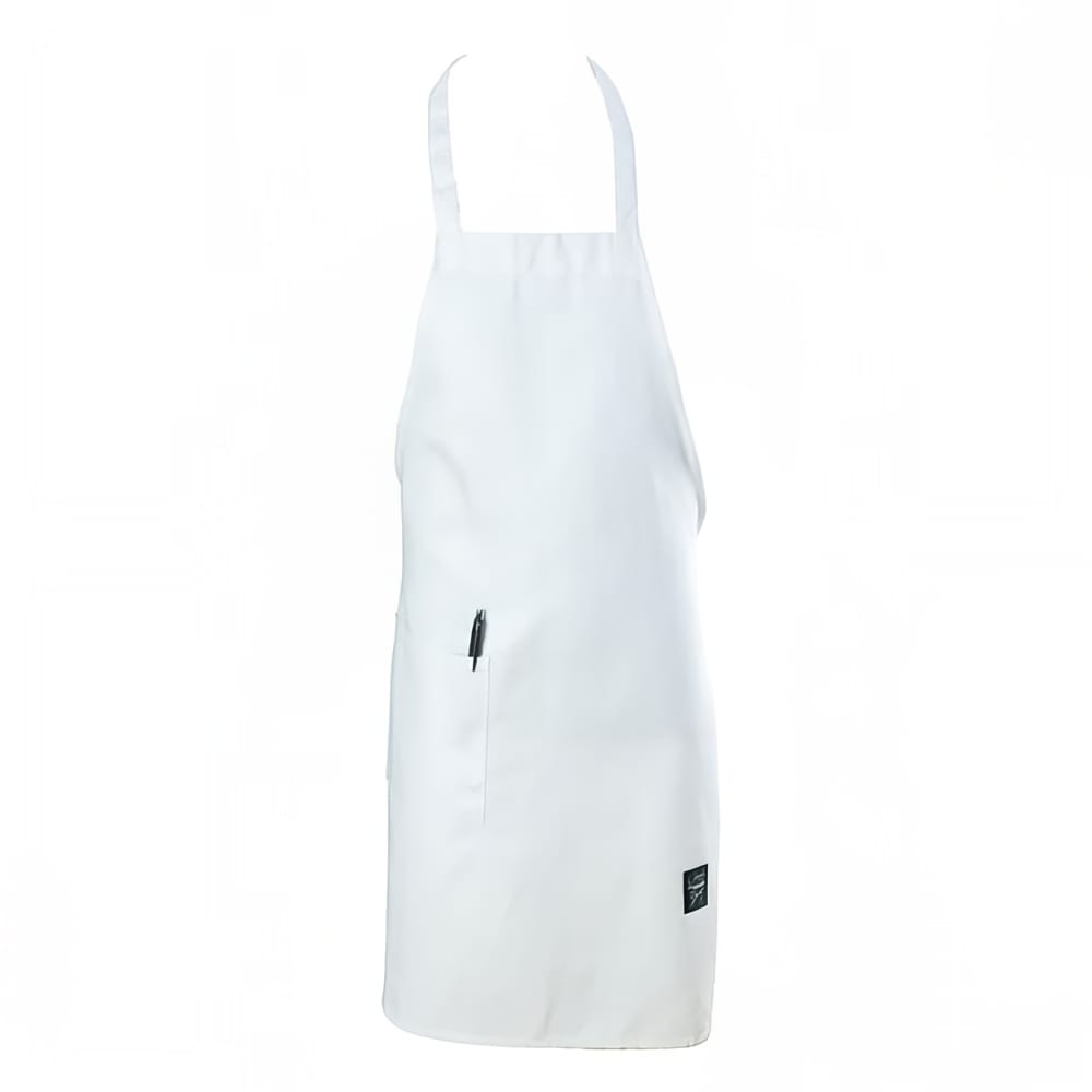 Chef Revival Full Length Bib Apron, Poly/Cotton, 28" x 34", White (601BAC-WH)