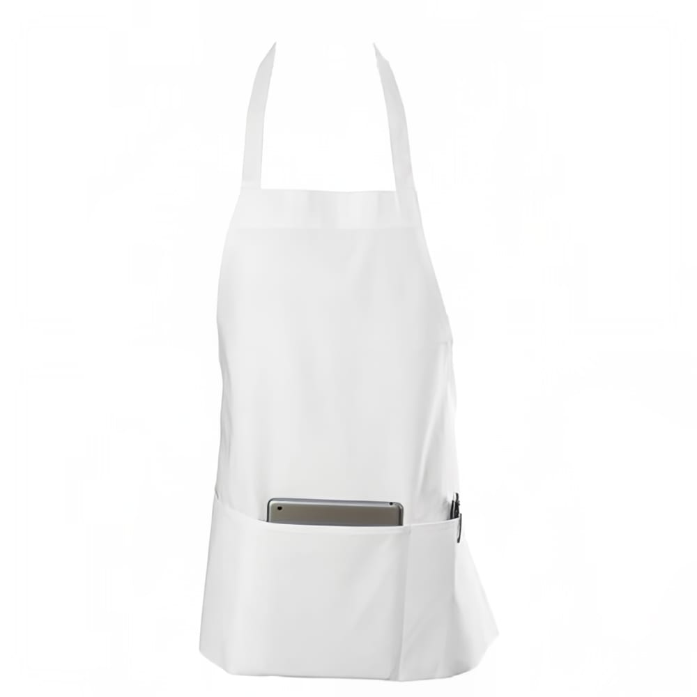 Chef Revival Bib Apron, Twill Blend, 25" x 28", 3 Pocket, White (602BAFH-WH)