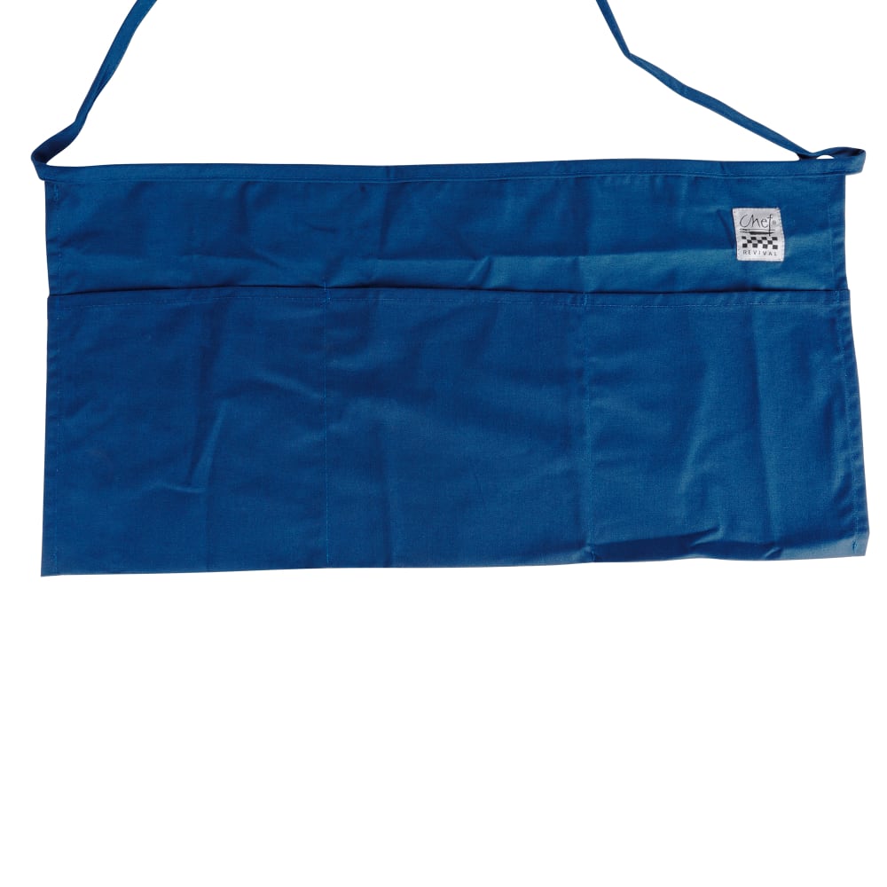 Chef Revival Waist Apron, Twill Blend, 12" x 24", 3 Pocket, Royal Blue (605WAFH-RB)