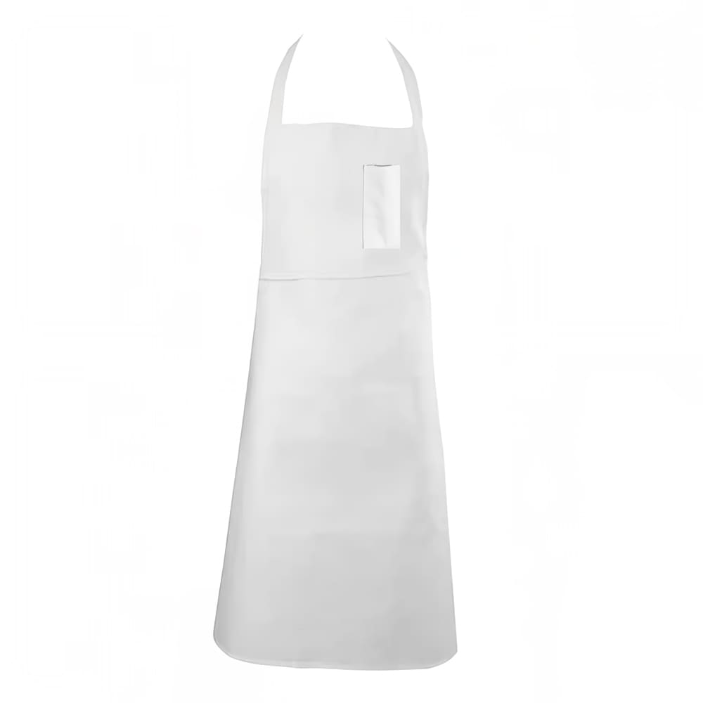 Chef Revival Cotton Economy Bib Apron, 36" x 40", Pocket, White (610BAC)