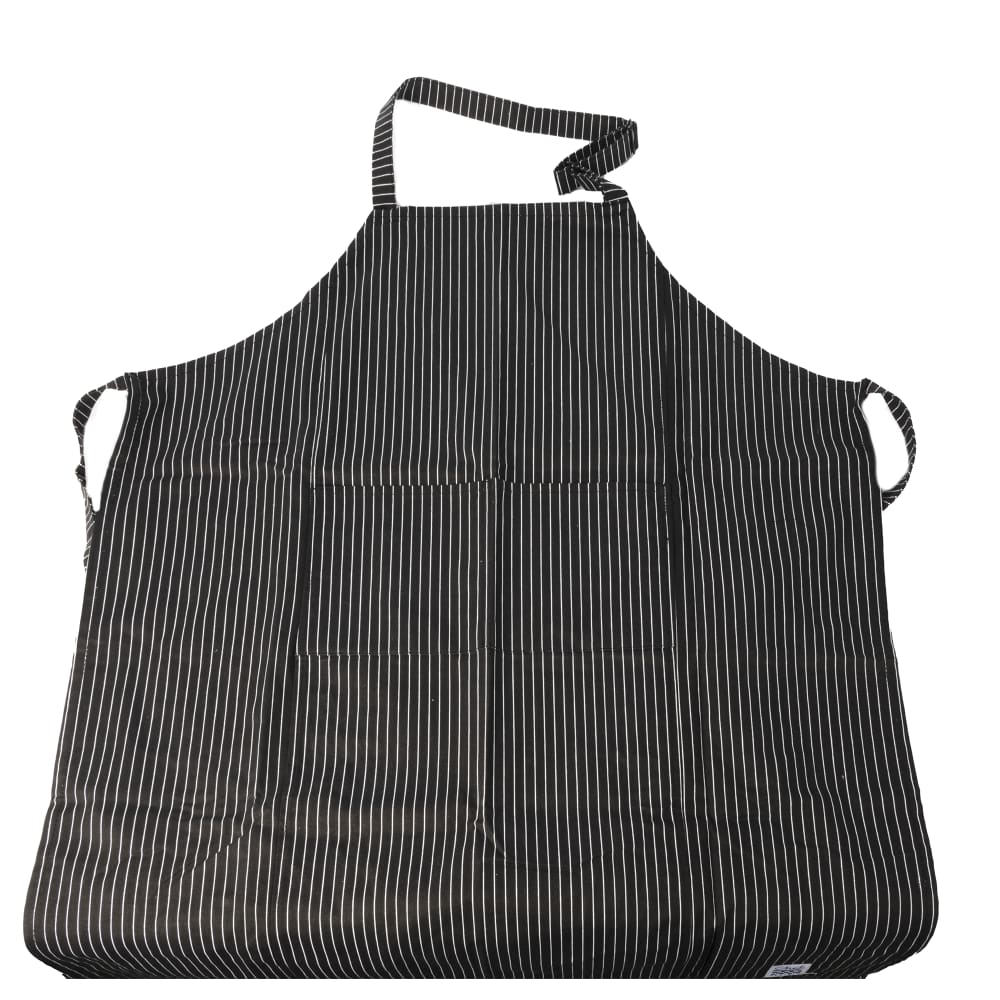 Chef Revival Cotton Pinstripe Bib Apron, 29 x 38", White / Black (619BA-WS)