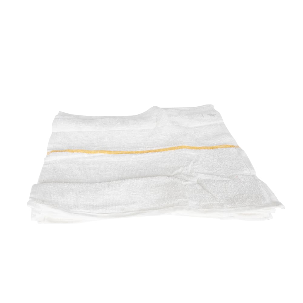 Chef Revival White Cotton Bar Towel w/ Gold Stripe, 16" x 19" (700BRT-GLS)