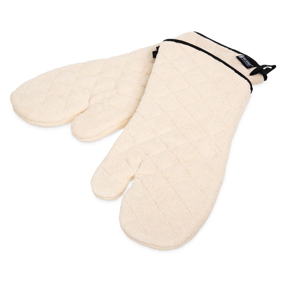 San Jamar 817TMSB 17" Conventional Oven Mitt - Terry, Natural