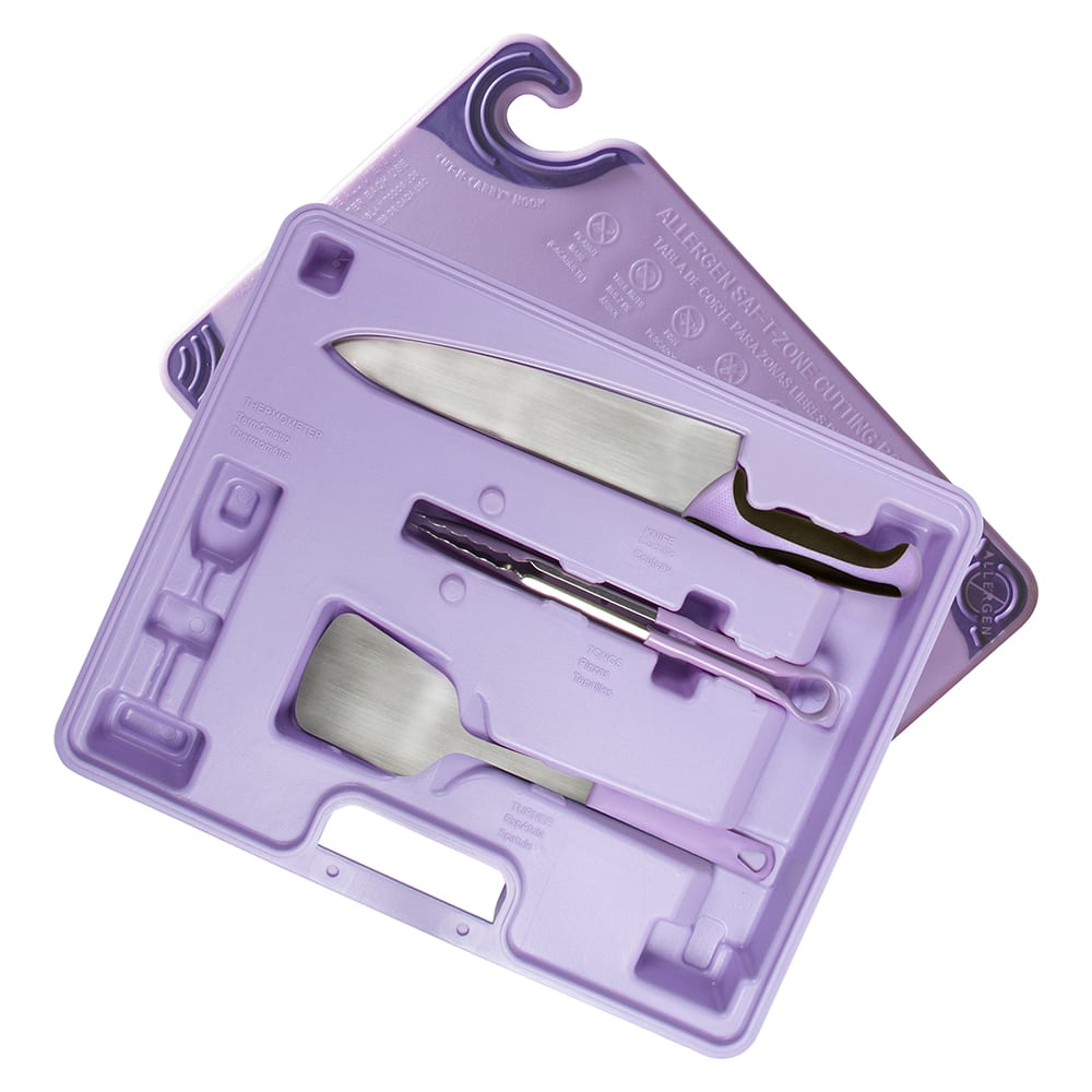 San Jamar ASZ121812SYS Allergen system w/ Stainless Tong, Turner, Chef Knife & Cutting Board