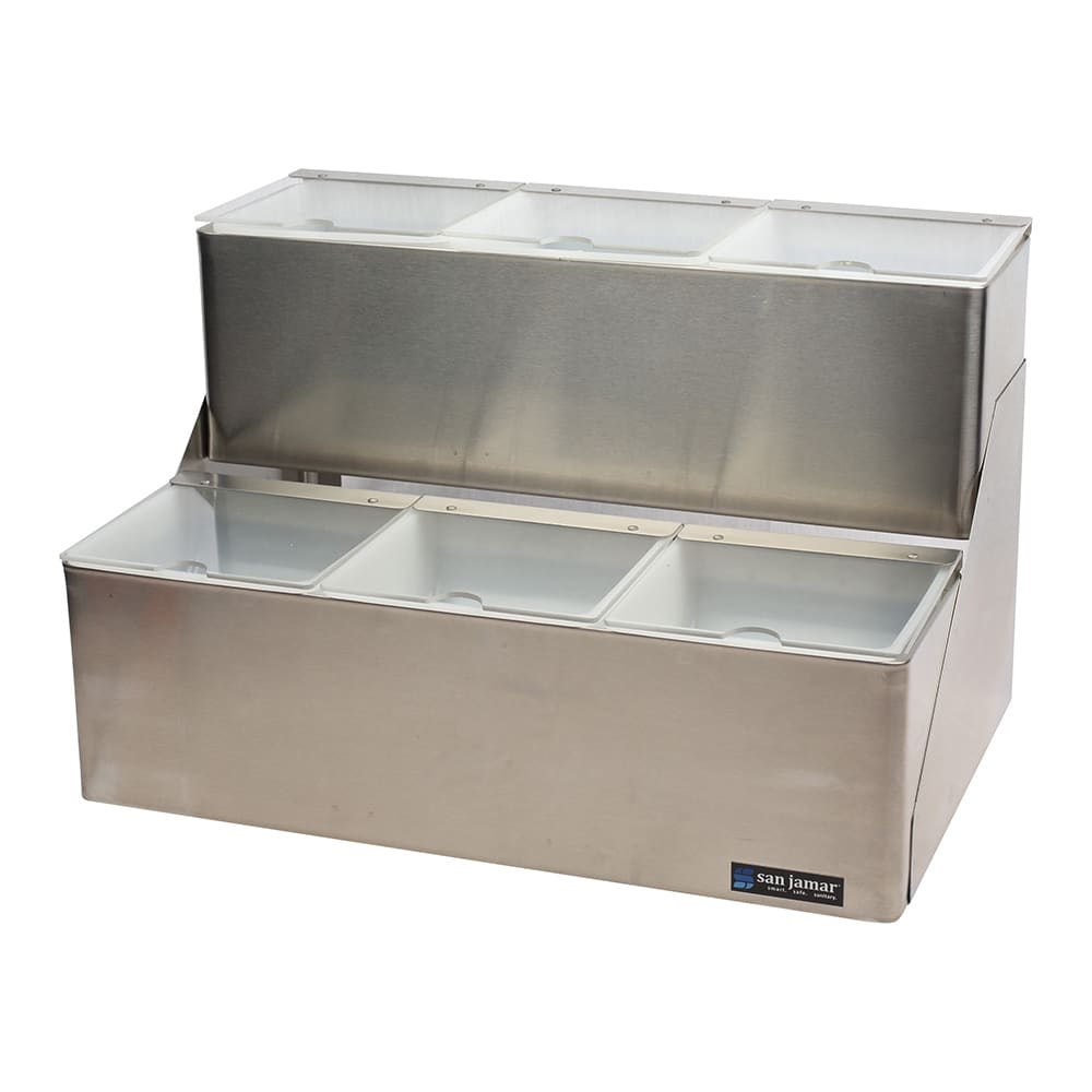 San Jamar B6706INL (6) Compartment Bar Garnish Tray - Notched Lid