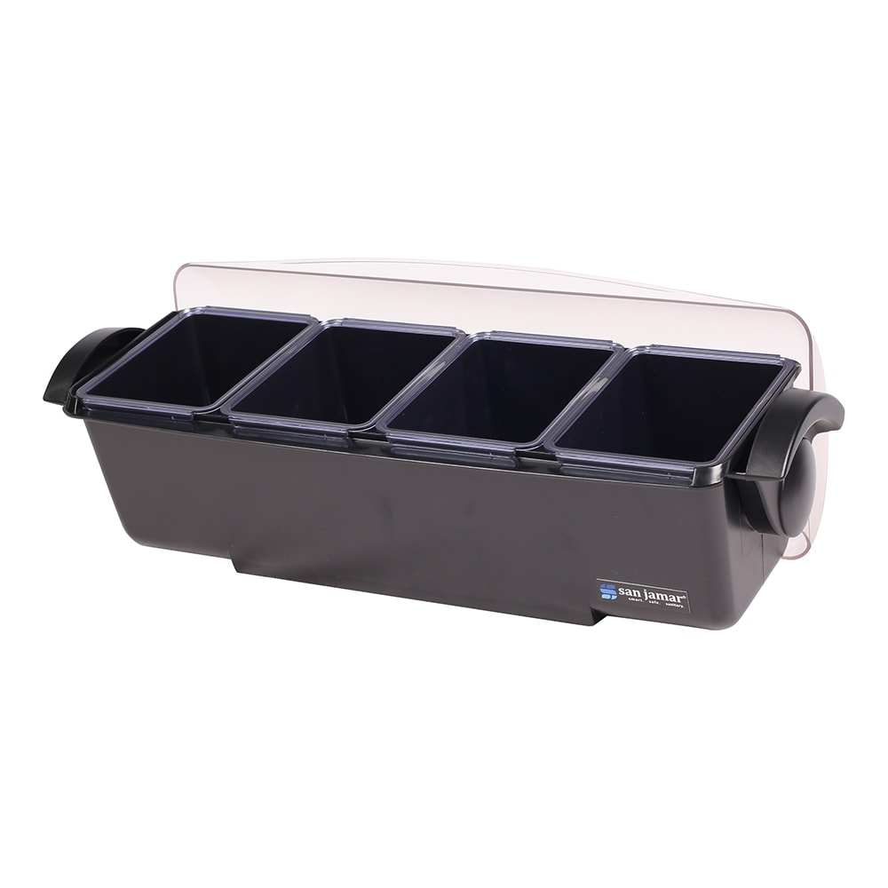 San Jamar BD4004 (4) Compartment Bar Garnish Tray - Domed Lid