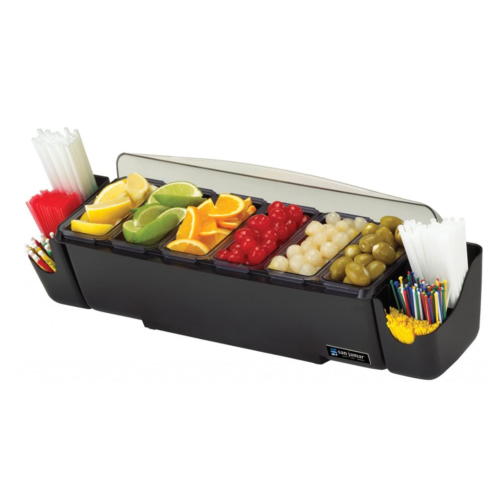 San Jamar BD4006S (6) Compartment Bar Garnish Tray - Domed Lid
