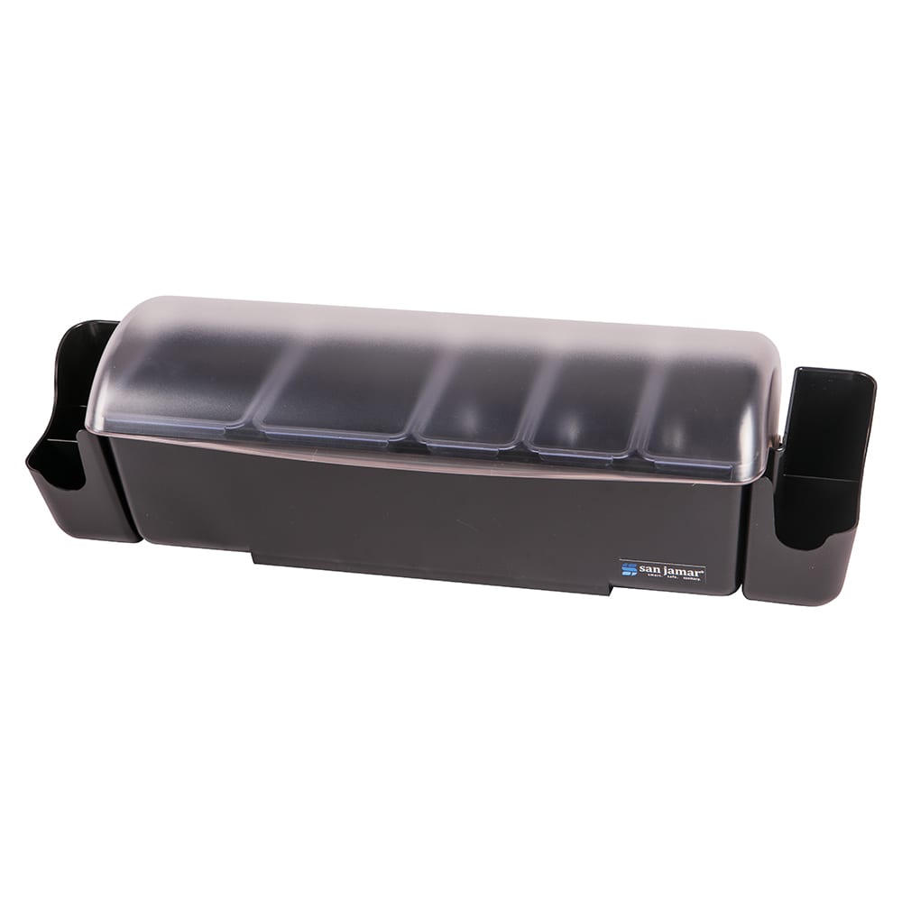 San Jamar BD4023S (5) Compartment Bar Garnish Tray - Domed Lid