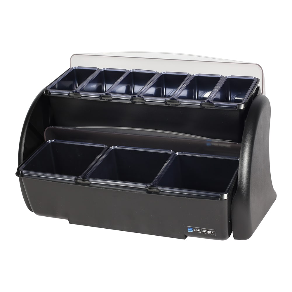 San Jamar BDS4266 (9) Compartment Bar Garnish Tray - Domed Lid