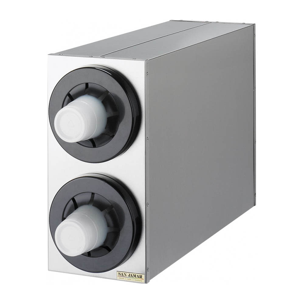 San Jamar C2852 Cup Dispenser, Cabinet, (2) Compartment, All Cup Types