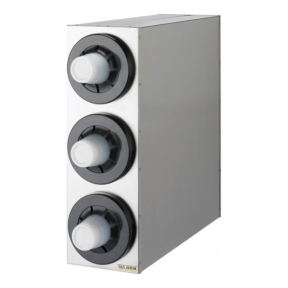 San Jamar C2853 Cup Dispenser, Cabinet, (3) Compartment, All Cup Types