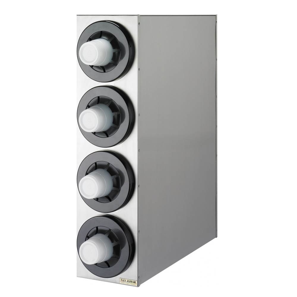 San Jamar C2854 Cup Dispenser, Cabinet, (4) Compartment, All Cup Types