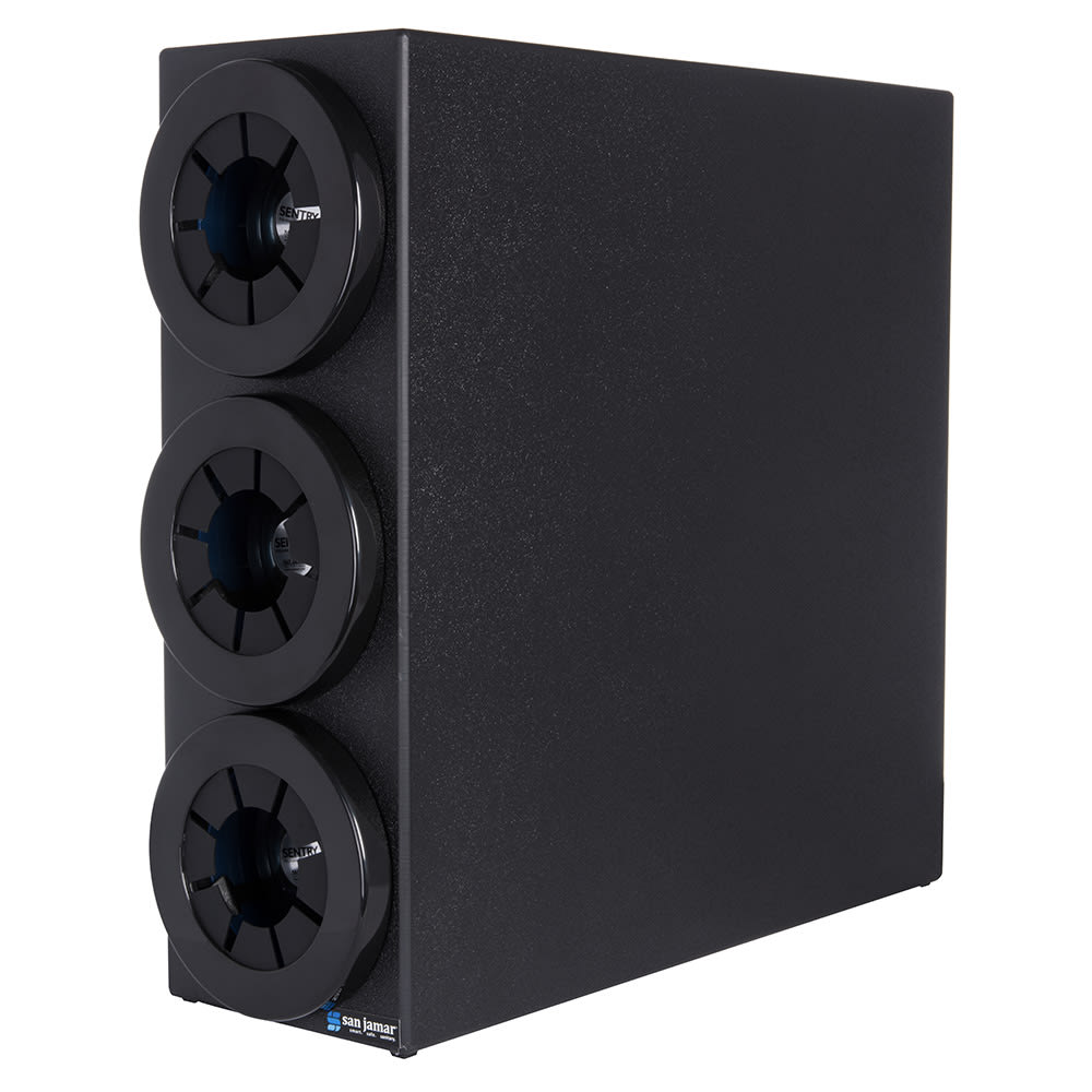 San Jamar C2953BK Cup Dispenser, Cabinet, (3) Compartment, All Cup Types