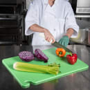 San Jamar CB182412GN Cut-N-Carry Cutting Board, 18 x 24 x 1/2 in, NSF, Green thumbnail 5