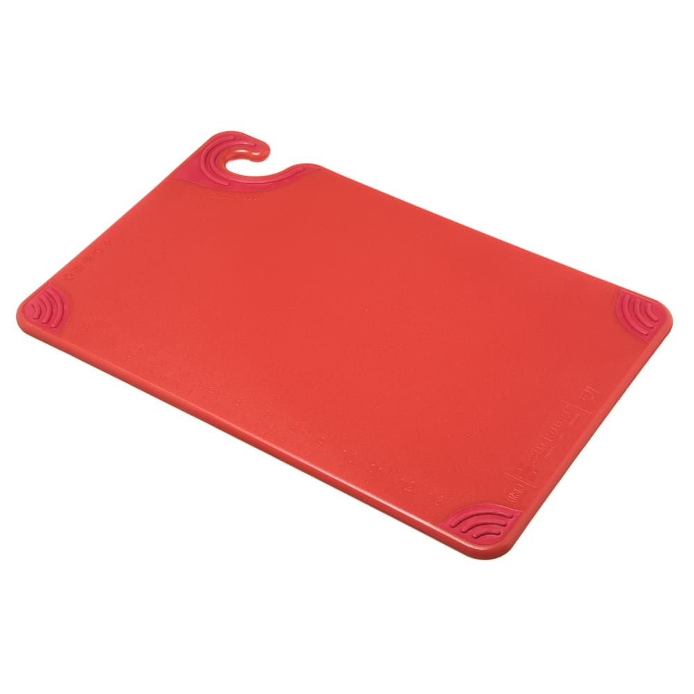 San Jamar CBG121812RD Saf-T-Grip Cutting Board, 12 x 18 x 1/2 in, NSF, Red