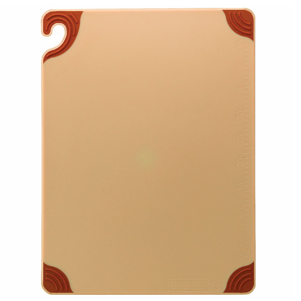 San Jamar CBG182412BR Saf-T-Grip Cutting Board, 18 x 24 x 1/2 in, NSF, Brown