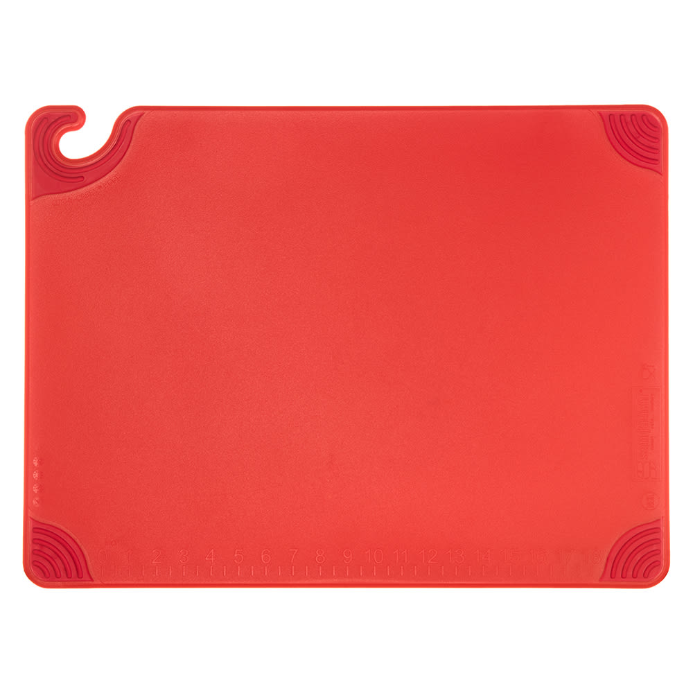 San Jamar CBG182412RD Saf-T-Grip Cutting Board, 18 x 24 x 1/2 in, NSF, Red