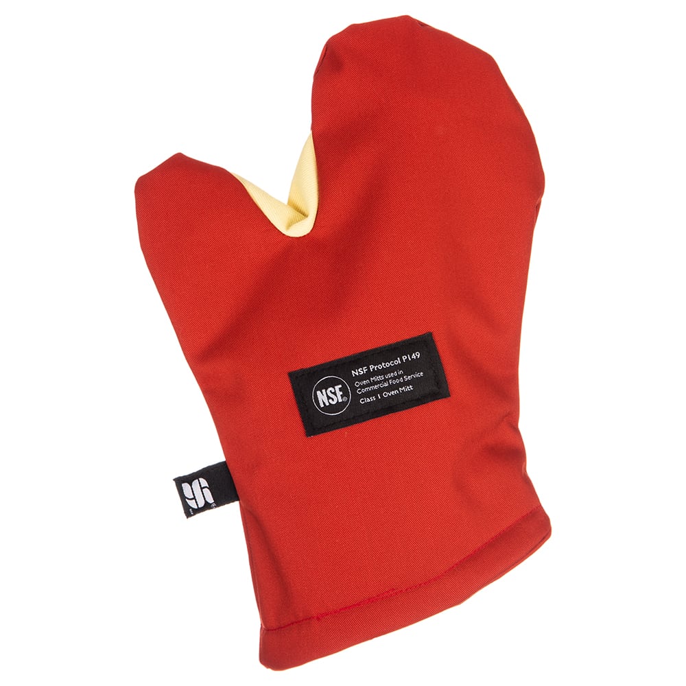 San Jamar CTC13 13" Conventional Oven Mitt - Poly Cotton, Red