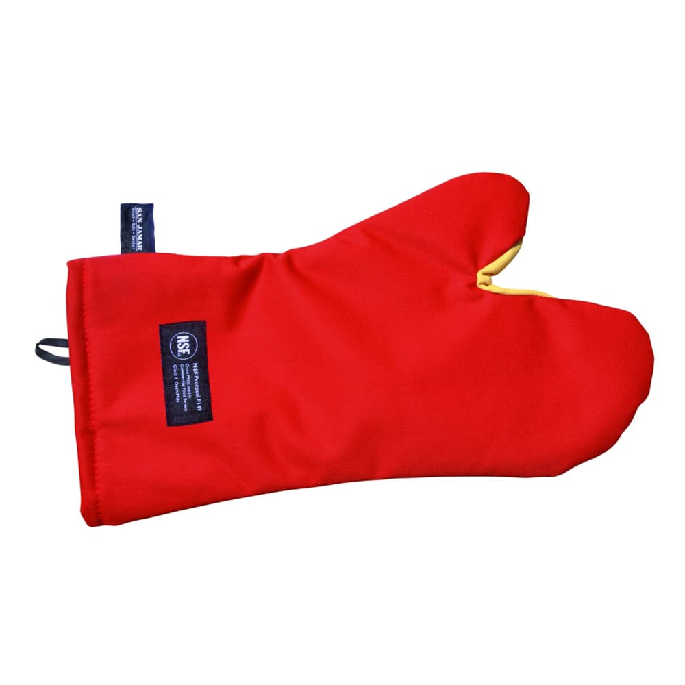 San Jamar CTC17 17" Conventional Oven Mitt - Poly Cotton, Red