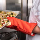 San Jamar CTP13 13" Puppet Oven Mitt - Poly Cotton, Red thumbnail 6