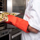 San Jamar CTP15 15" Puppet Oven Mitt - Poly Cotton, Red thumbnail 8