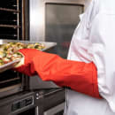 San Jamar CTP17 17" Puppet Oven Mitt - Poly Cotton, Red thumbnail 6