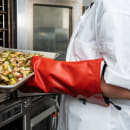 San Jamar EZK15 15" Conventional Oven Mitt - Poly Cotton, Red thumbnail 7