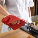 San Jamar EZKHP88 8" EZ-Kleen Hot Pad - Poly-Cotton, Red thumbnail 6