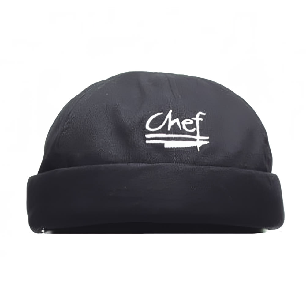 Chef Revival Chef Beanies, Cotton w/ logo, Black, One Size (H060BK)