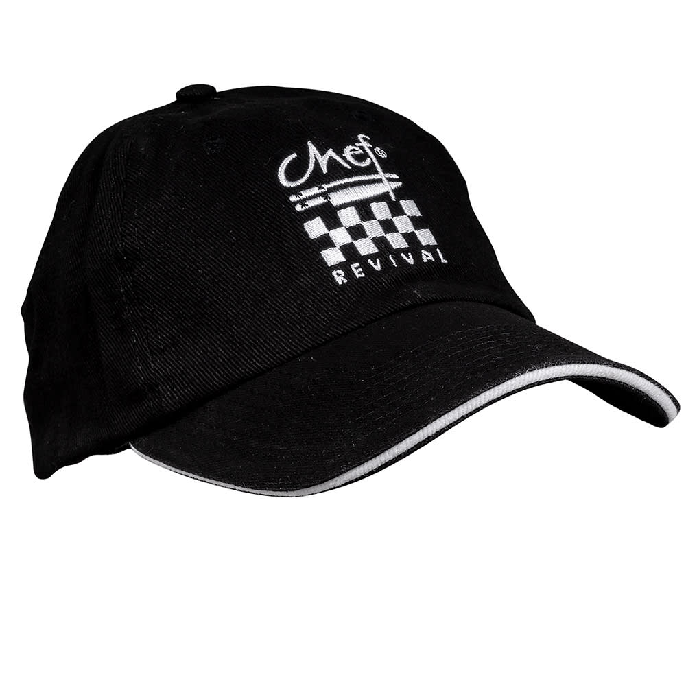 Chef Revival Chef Cotton Baseball Cap, Adjustable Strap, Black (H064BK)