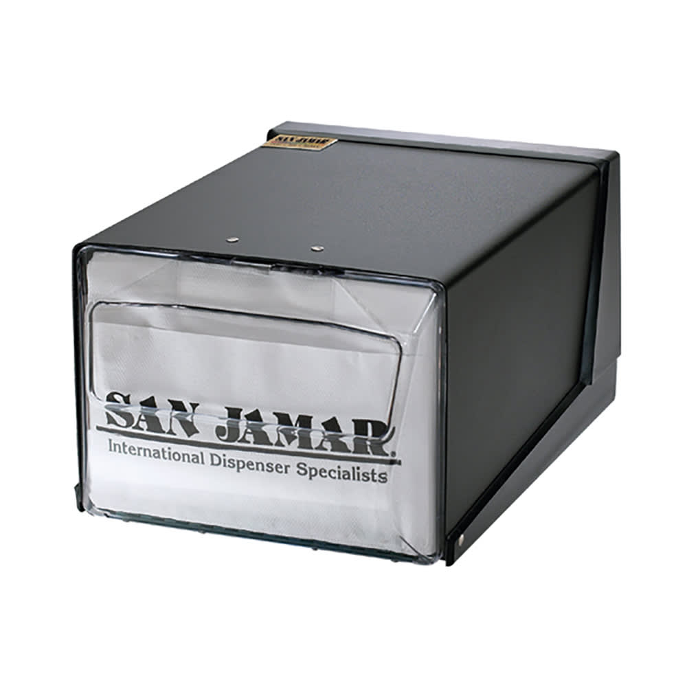 San Jamar H3001CLBK Countertop 300 Fullfold Napkin Dispenser, Clear & Black