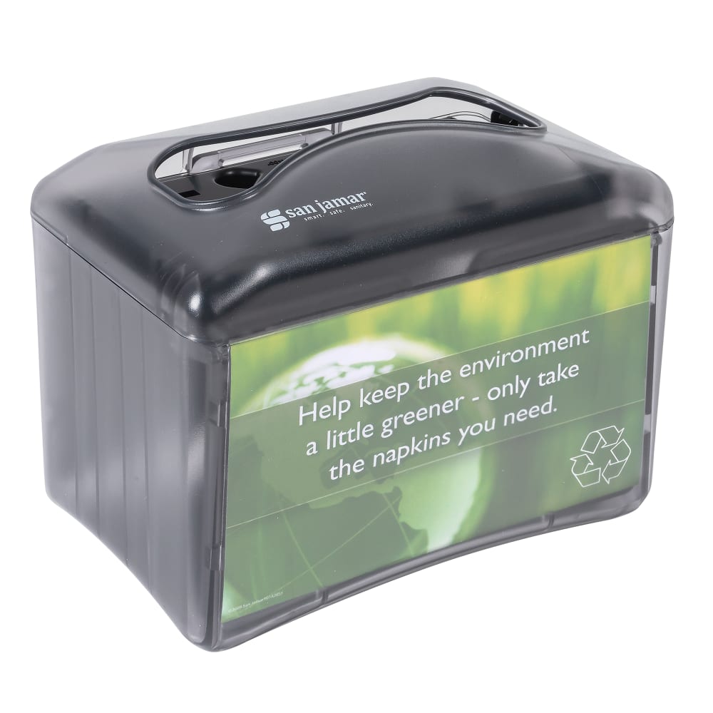 San Jamar H4004TBK Tabletop 250 Mini/Interfold Napkin Dispenser - Advertisement Slot, Black Pearl